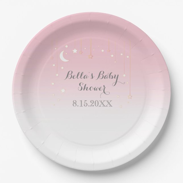 Stars Moon Baby Shower Paper Plate (Front)