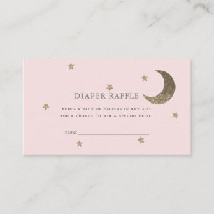 Stars & Moon Baby Shower Pink Diaper Raffle Ticket Enclosure Card