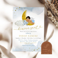Stars Moon Blue Heaven Sent Mexican Baby Shower