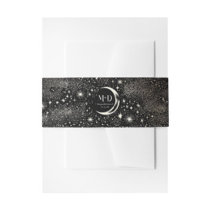 Stars Moon Celestial Mystical Wedding Invitation Belly Band