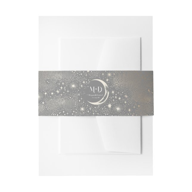 Stars Moon Celestial Mystical Wedding Invitation Belly Band (Front Example)