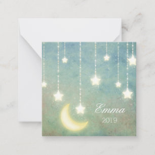 Stars Moon Celestial Shiny Glowing Lights Baby Boy Card