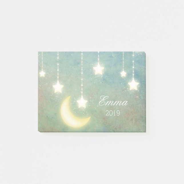 Stars Moon Celestial Shiny Glowing Lights Post-it Notes (Front)