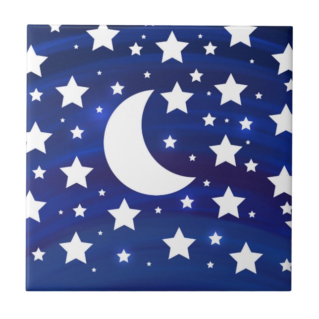 Stars, moon, night sky  tile (Front)