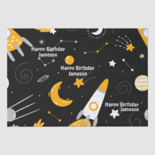 Stars Moon Outer Space Rocket Birthday Tissue Paper