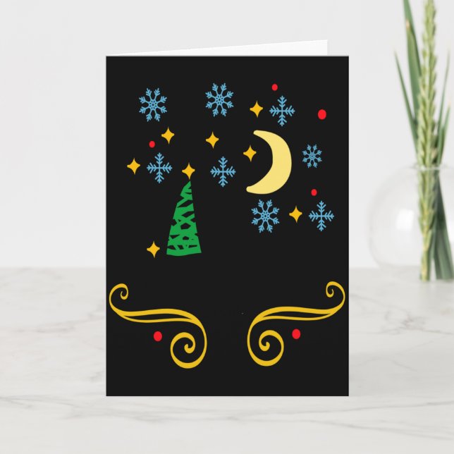 Stars Moon Snowflakes And Merry Christmas Kids  Card (Front)