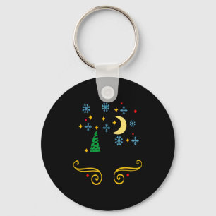 Stars Moon Snowflakes And Merry Christmas Kids Keychain
