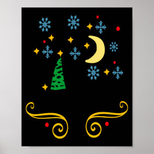 Stars Moon Snowflakes And Merry Christmas Kids  Poster