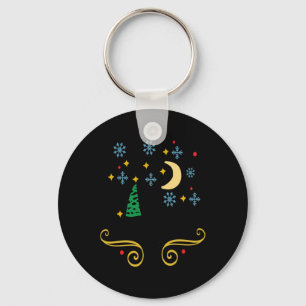 Stars Moon Snowflakes And Merry Christmas Kids T S Keychain