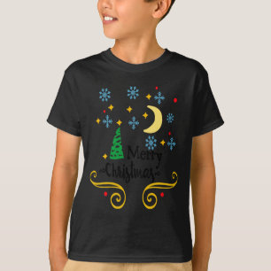 Stars Moon Snowflakes And Merry Christmas Kids T-Shirt