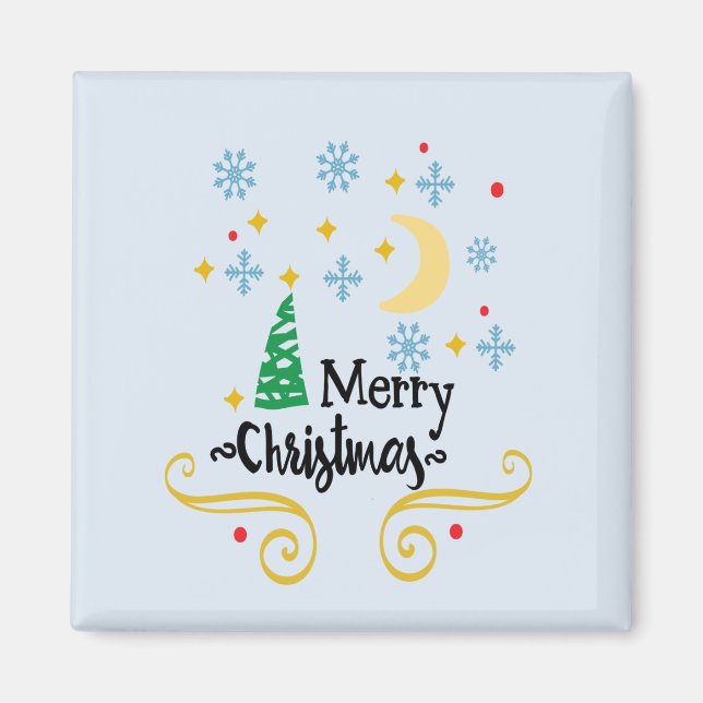 Stars, Moon, Snowflakes, and Merry Christmas, ZSSG Magnet (Front)