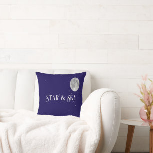 Stars & Moon Throw Pillow – Purple Sky Design 