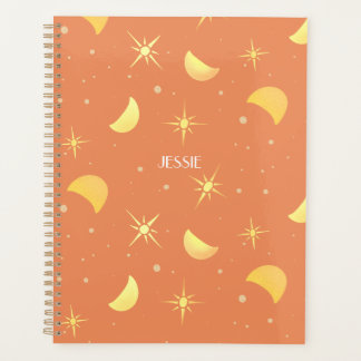 Stars & Moons Fuzzy Peach Custom Name/Text Planner