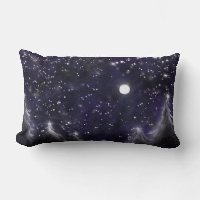 Stars night sky twinkle lights moon Starry Night Lumbar Pillow (Front)