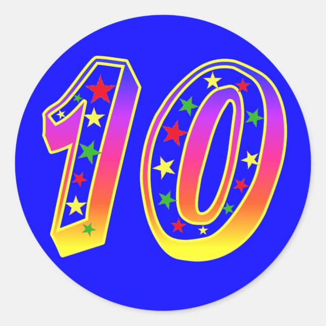 Stars Number 10 Stickers (Front)