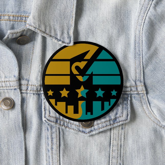 Stars of Approval - A Modern Perspective 4 Inch Round Button (In Situ)