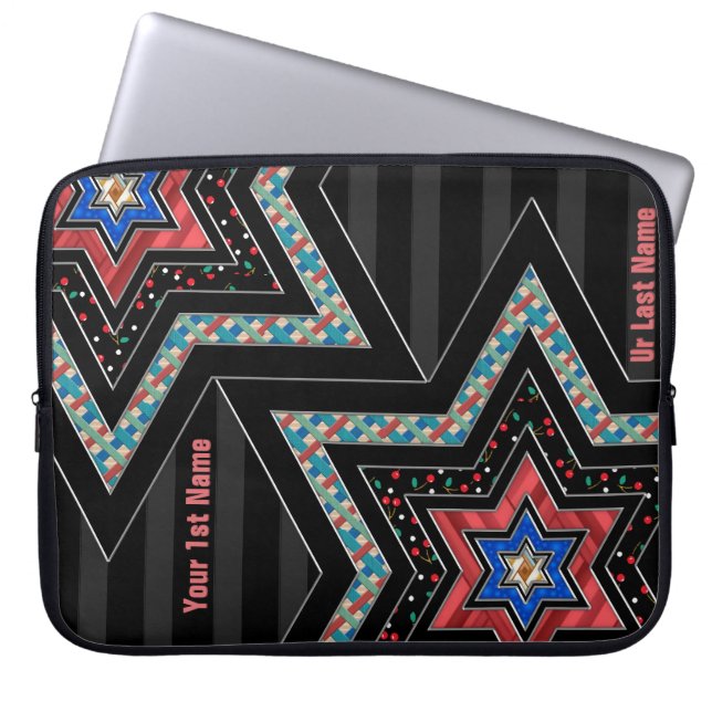 STARS of David and Stripes v2 (Personalized) Laptop Sleeve (Front)