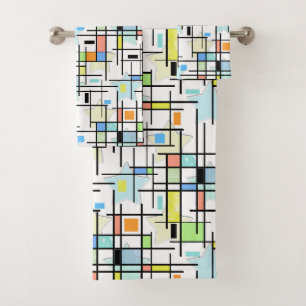 Stars on a chequered background. bath towel set