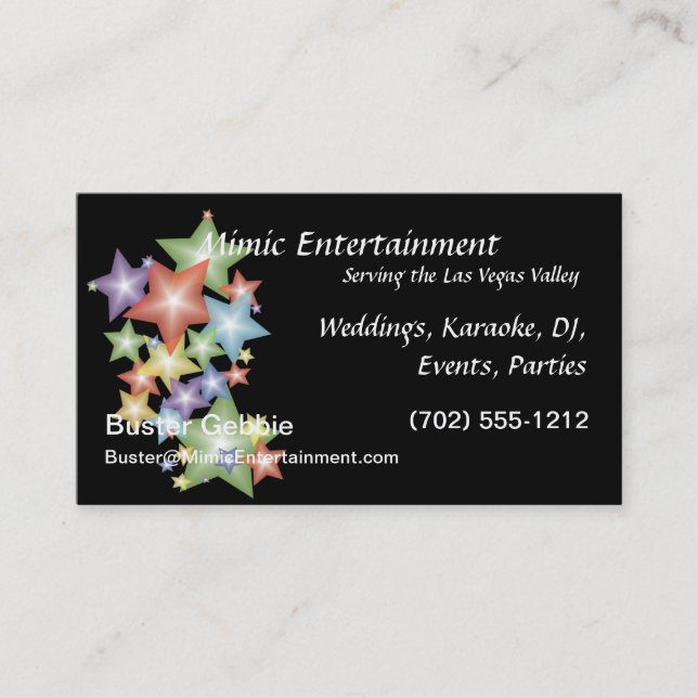 Stars on Black Background Business Card (Front)