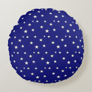 Stars on Blue Background Round Pillow
