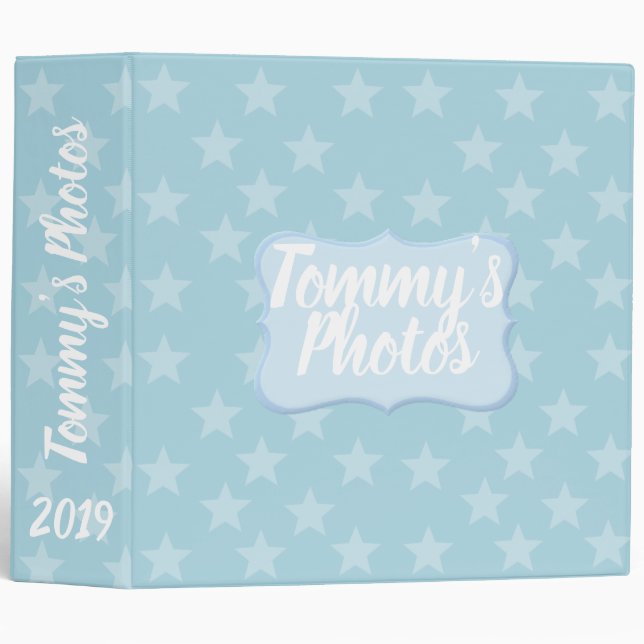 Stars on Blue Monogram or Name Custom Binder (Front/Spine)
