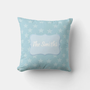Stars on Blue Monogram or Name Custom Throw Pillow