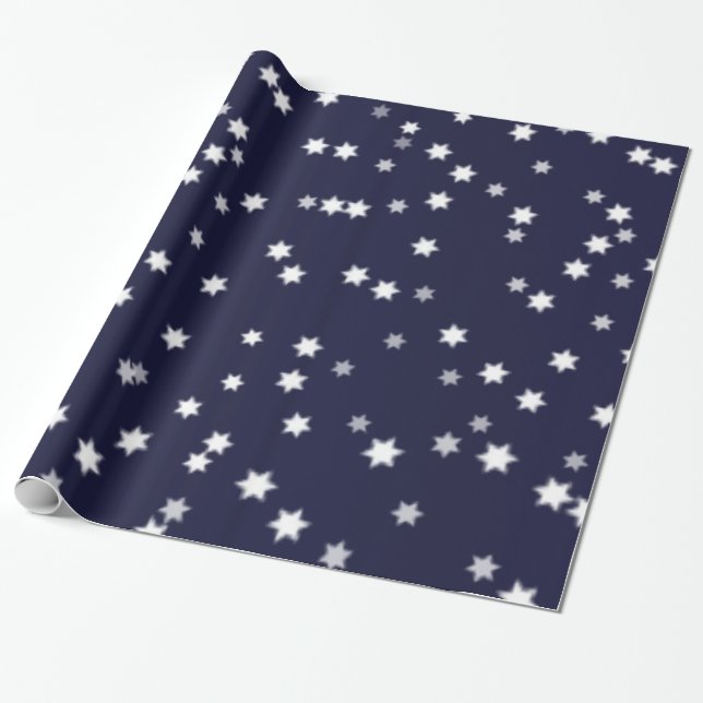 Stars on Dark Blue Wrapping Paper (Unrolled)