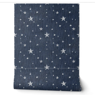 Stars On Denim Wallpaper