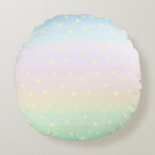 Stars on Pastel Colour Gradient Round Pillow