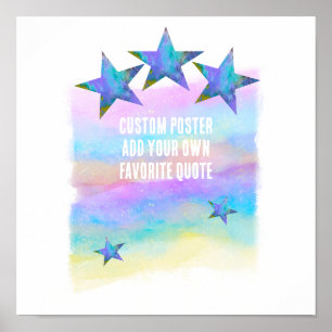 stars on pastel watercolor art add your own text poster
