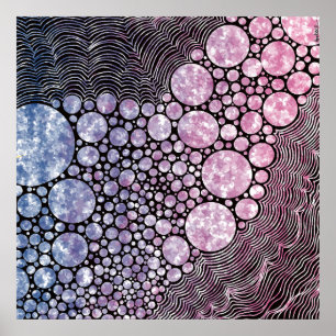 Stars orbs and circles abstract design  poster