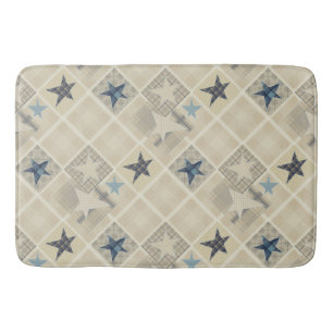 Stars , patchwork , blue, denim , textile , hipp bath mat