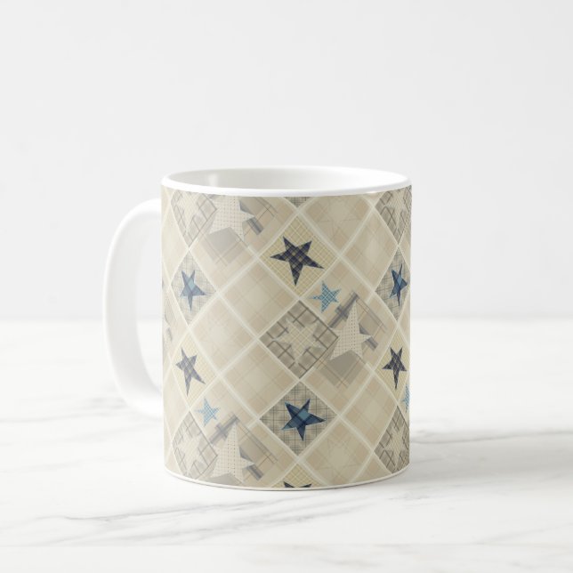 Stars , patchwork coffee mug (Front Left)