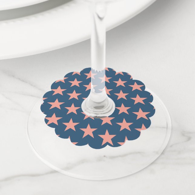 Stars Pattern 3 Wine Glass Tag (Close Up)