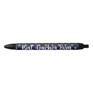 Stars Pattern Best Teacher Ever Blue Ink Pen