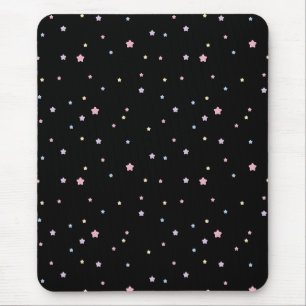 Stars Pattern Black and Pastel Colours  Mouse Pad