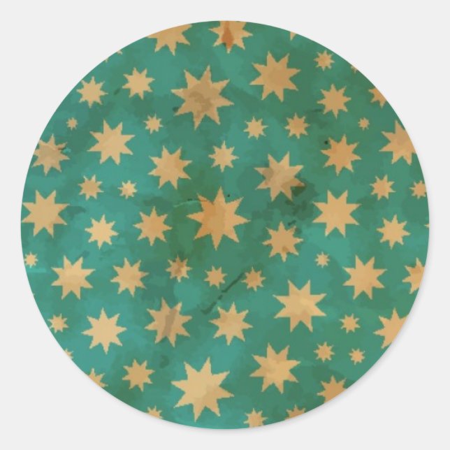 Stars pattern classic round sticker (Front)