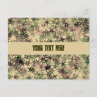 Stars Pattern in Camouflage Colours Postcard
