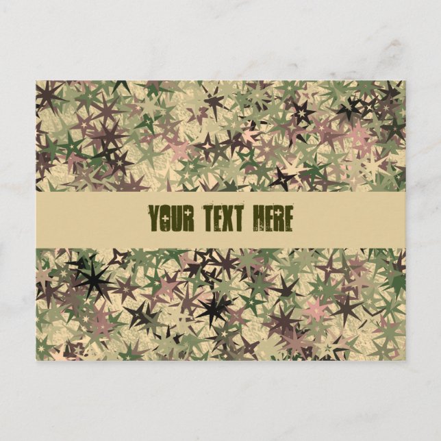 Stars Pattern in Camouflage Colours Postcard (Front)
