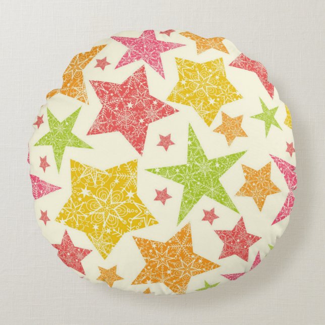 Stars pattern round pillow (Front)