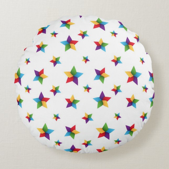 Stars pattern round pillow (Front)