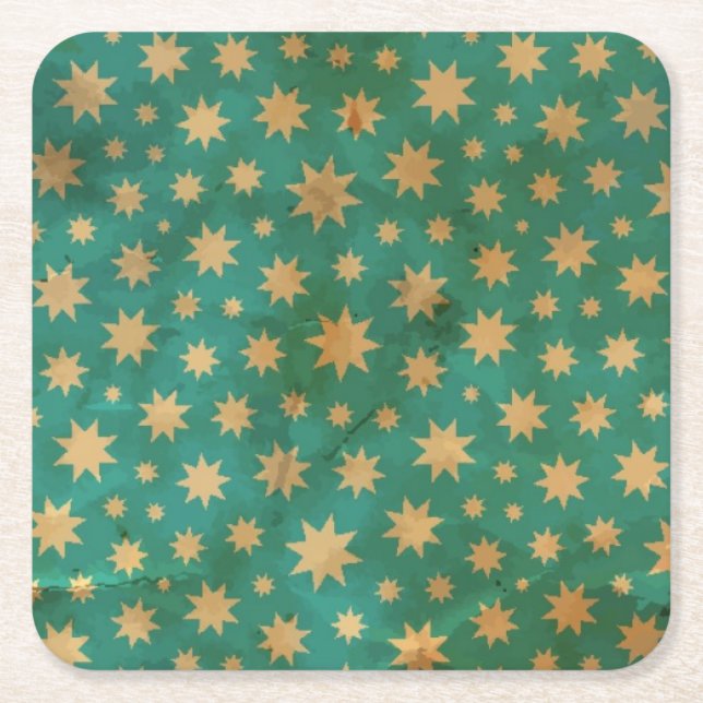 Stars pattern square paper coaster (Front)
