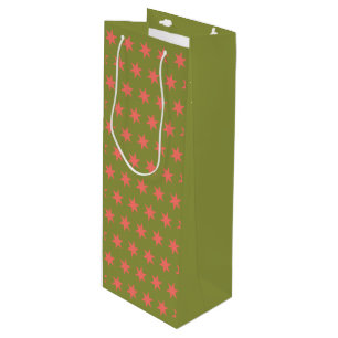 Stars Pattern Trending Colours Green Coral Wine Gift Bag
