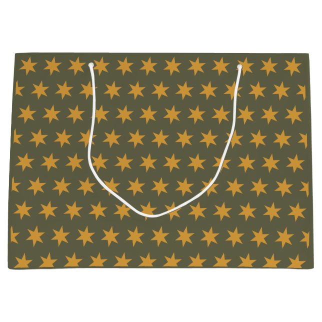 Stars Pattern Trending Colours Green Mango Large Gift Bag (Front)
