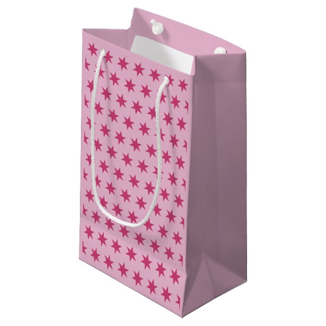 Stars Pattern Trending Colours Lilac Pink Maroon Small Gift Bag (Front Angled)