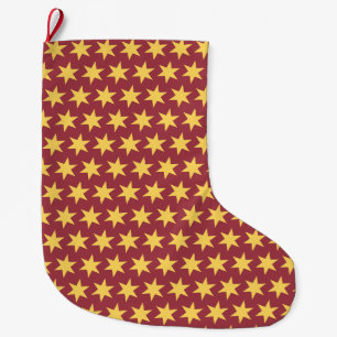 Stars Pattern Trending Colours Maroon Gold Large Christmas Stocking