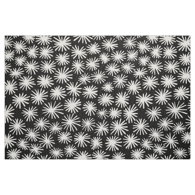 Stars Pattern - White on Black Fabric (Fat Quarter)