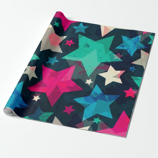 Stars pattern wrapping paper (Unrolled)