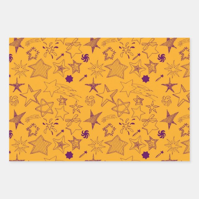 Stars pattern wrapping paper sheet (Front)