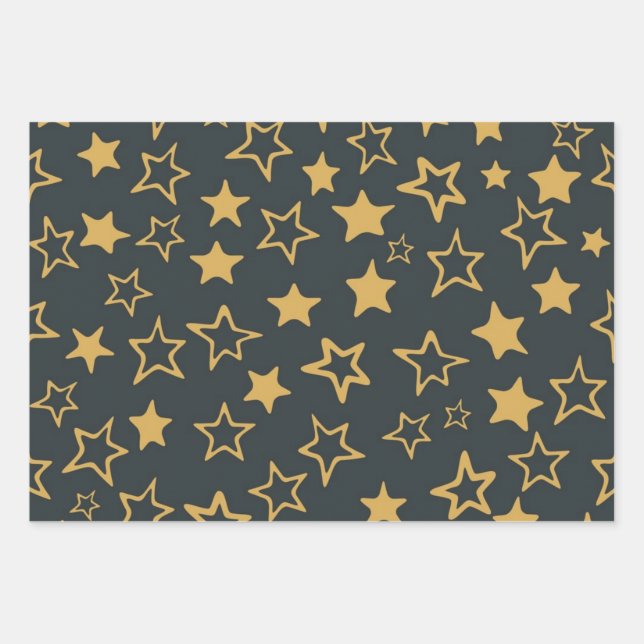 Stars pattern wrapping paper sheet (Front)